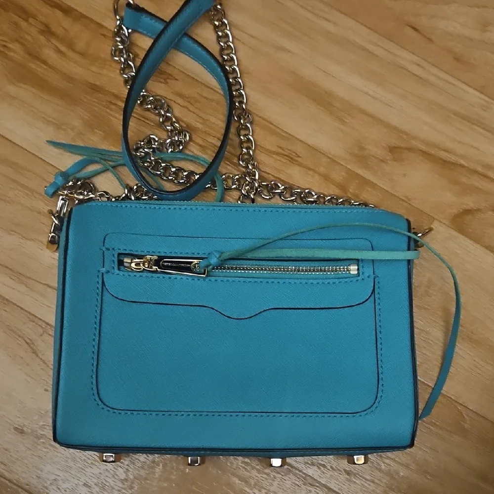 Rebecca Minkoff Aqua/teal Avery Saffiano Leather Crossbody Bag - Picture 1 of 8
